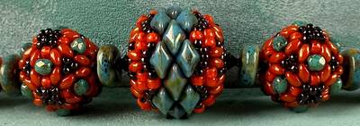 USE GEMDUO BEADS TO CREATE THIS BEADED BEAD INSPIRED BY TRIBAL PATTERNS