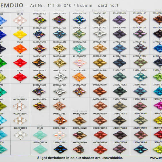 FIRST GEMDUO BEADS COLOR CHART AVAILABLE